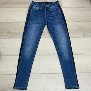 Vocal Blue Skinny Jeans with Black Side Accents
